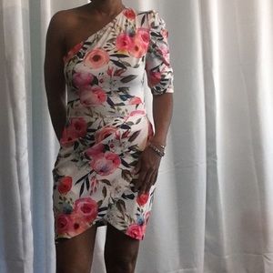 One shoulder wrap dress